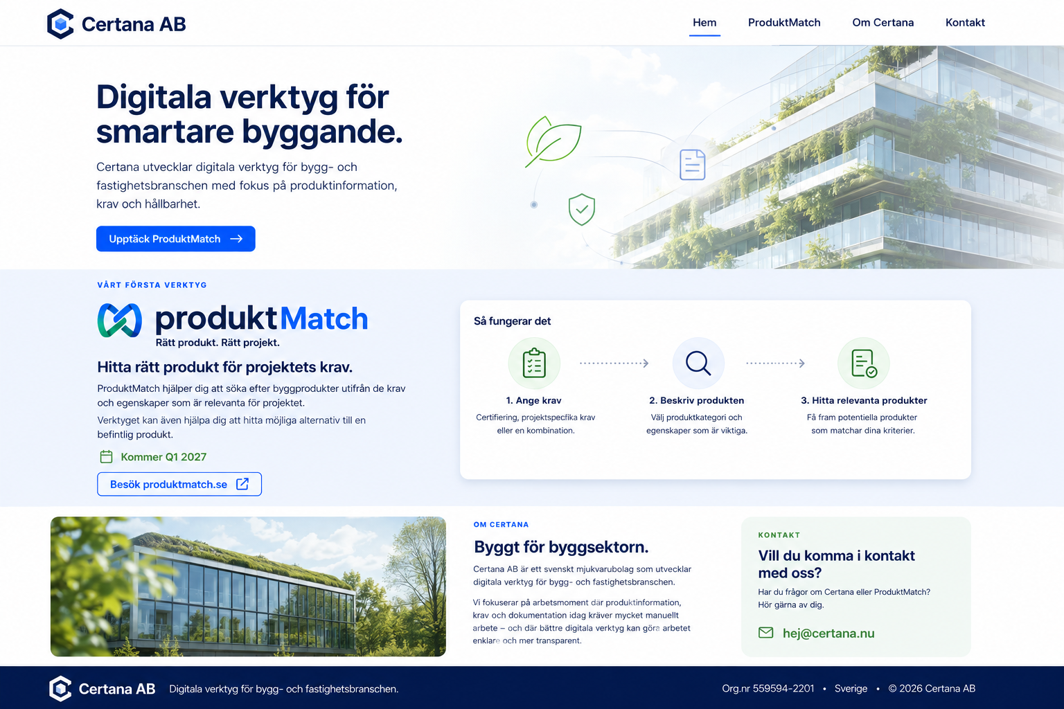 Certana AB – godkänd landningssidedesign